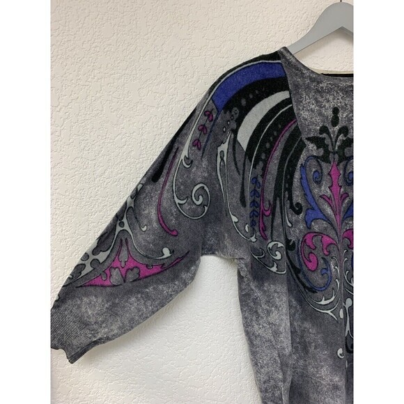 Spree International Lambswool Vintage Sweater Gray Shoulder Pads Womens Large - Picture 2 of 8